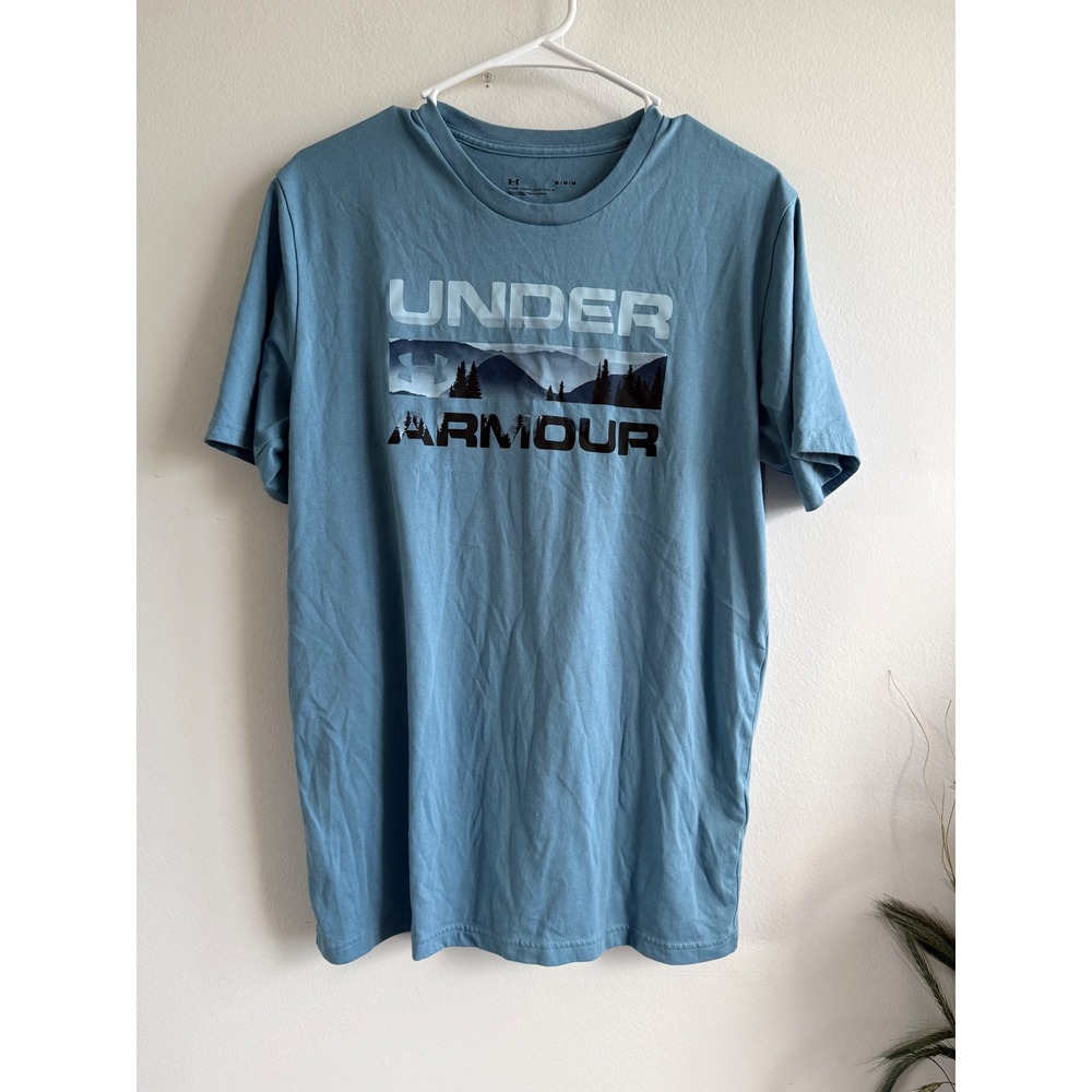 Under Armour Mens Blue Mountain Graphic Short Sleeve T-Shirt Loose Fit Size M